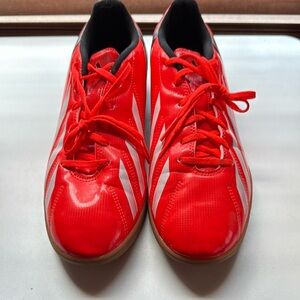 Adidas Red and White Athletic indoor soccer Shoes with Glossy Finish